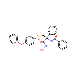 O=C(N[C@](CS(=O)(=O)c1ccc(Oc2ccccc2)cc1)(C(=O)NO)c1ccccc1)c1ccccc1 ZINC000026645518