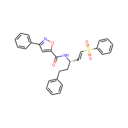 O=C(N[C@H](/C=C/S(=O)(=O)c1ccccc1)CCc1ccccc1)c1cc(-c2ccccc2)no1 ZINC000049019817