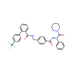 O=C(N[C@H](C(=O)N1CCCCC1)c1ccccc1)c1ccc(CNC(=O)c2ccccc2-c2ccc(C(F)(F)F)cc2)cc1 ZINC000036184492