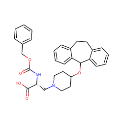 O=C(N[C@H](CN1CCC(OC2c3ccccc3CCc3ccccc32)CC1)C(=O)O)OCc1ccccc1 ZINC000028526010