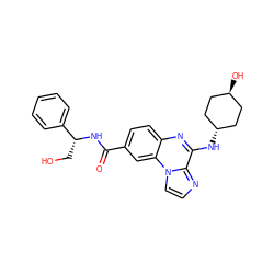 O=C(N[C@H](CO)c1ccccc1)c1ccc2nc(N[C@H]3CC[C@H](O)CC3)c3nccn3c2c1 ZINC000261127331