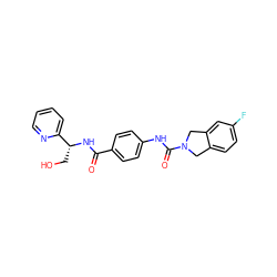 O=C(N[C@H](CO)c1ccccn1)c1ccc(NC(=O)N2Cc3ccc(F)cc3C2)cc1 ZINC000166256162