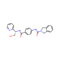 O=C(N[C@H](CO)c1ccccn1)c1ccc(NC(=O)N2Cc3ccccc3C2)cc1 ZINC000167083505