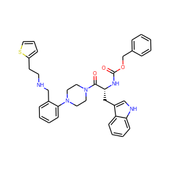 O=C(N[C@H](Cc1c[nH]c2ccccc12)C(=O)N1CCN(c2ccccc2CNCCc2cccs2)CC1)OCc1ccccc1 ZINC000028475937