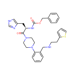 O=C(N[C@H](Cc1c[nH]cn1)C(=O)N1CCN(c2ccccc2CNCCc2cccs2)CC1)OCc1ccccc1 ZINC000028522246