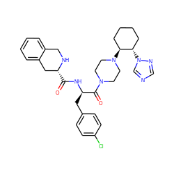 O=C(N[C@H](Cc1ccc(Cl)cc1)C(=O)N1CCN([C@H]2CCCC[C@@H]2n2cncn2)CC1)[C@@H]1Cc2ccccc2CN1 ZINC000028365555