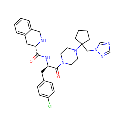 O=C(N[C@H](Cc1ccc(Cl)cc1)C(=O)N1CCN(C2(Cn3cncn3)CCCC2)CC1)[C@@H]1Cc2ccccc2CN1 ZINC000028343832