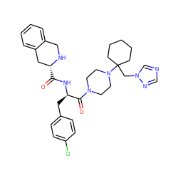 O=C(N[C@H](Cc1ccc(Cl)cc1)C(=O)N1CCN(C2(Cn3cncn3)CCCCC2)CC1)[C@@H]1Cc2ccccc2CN1 ZINC000028379705