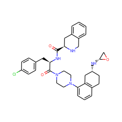 O=C(N[C@H](Cc1ccc(Cl)cc1)C(=O)N1CCN(c2cccc3c2C[C@H](N[C@@H]2CO2)CC3)CC1)[C@H]1Cc2ccccc2CN1 ZINC000028527587