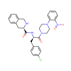 O=C(N[C@H](Cc1ccc(Cl)cc1)C(=O)N1CCN(c2ccccc2[N+](=O)[O-])CC1)[C@H]1Cc2ccccc2CN1 ZINC000027880421