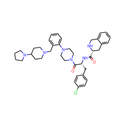 O=C(N[C@H](Cc1ccc(Cl)cc1)C(=O)N1CCN(c2ccccc2CN2CCC(N3CCCC3)CC2)CC1)[C@H]1Cc2ccccc2CN1 ZINC000028373422