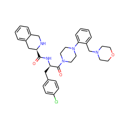 O=C(N[C@H](Cc1ccc(Cl)cc1)C(=O)N1CCN(c2ccccc2CN2CCOCC2)CC1)[C@H]1Cc2ccccc2CN1 ZINC000095607661