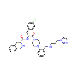 O=C(N[C@H](Cc1ccc(Cl)cc1)C(=O)N1CCN(c2ccccc2CNCCCn2ccnc2)CC1)[C@H]1Cc2ccccc2CN1 ZINC000028350901