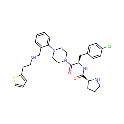 O=C(N[C@H](Cc1ccc(Cl)cc1)C(=O)N1CCN(c2ccccc2CNCCc2cccs2)CC1)[C@@H]1CCCN1 ZINC000028395398