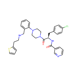 O=C(N[C@H](Cc1ccc(Cl)cc1)C(=O)N1CCN(c2ccccc2CNCCc2cccs2)CC1)c1cccnc1 ZINC000028455250