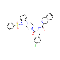 O=C(N[C@H](Cc1ccc(Cl)cc1)C(=O)N1CCN(c2ccccc2NS(=O)(=O)c2ccccc2)CC1)[C@@H]1Cc2ccccc2CN1 ZINC000028344409