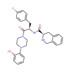 O=C(N[C@H](Cc1ccc(Cl)cc1)C(=O)N1CCN(c2ccccc2O)CC1)[C@H]1Cc2ccccc2CN1 ZINC000013559350