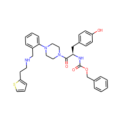 O=C(N[C@H](Cc1ccc(O)cc1)C(=O)N1CCN(c2ccccc2CNCCc2cccs2)CC1)OCc1ccccc1 ZINC000028478179