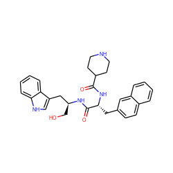 O=C(N[C@H](Cc1ccc2ccccc2c1)C(=O)N[C@@H](CO)Cc1c[nH]c2ccccc12)C1CCNCC1 ZINC000013780697