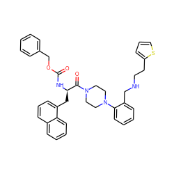 O=C(N[C@H](Cc1cccc2ccccc12)C(=O)N1CCN(c2ccccc2CNCCc2cccs2)CC1)OCc1ccccc1 ZINC000028521049