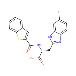 O=C(N[C@H](Cc1nc2ccc(F)cc2[nH]1)C(=O)O)c1cc2ccccc2s1 ZINC000035859430