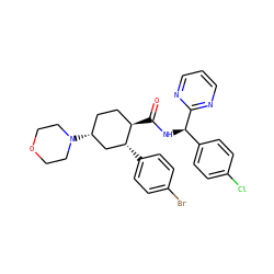 O=C(N[C@H](c1ccc(Cl)cc1)c1ncccn1)[C@@H]1CC[C@@H](N2CCOCC2)C[C@H]1c1ccc(Br)cc1 ZINC000103283351