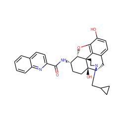 O=C(N[C@H]1CC[C@@]2(O)[C@H]3Cc4ccc(O)c5c4[C@@]2(CCN3CC2CC2)[C@H]1O5)c1ccc2ccccc2n1 ZINC000040429482