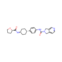 O=C(N[C@H]1CC[C@@H](c2ccc(NC(=O)N3Cc4ccncc4C3)cc2)CC1)[C@H]1CCCO1 ZINC000166381933