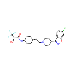 O=C(N[C@H]1CC[C@H](CCN2CCC(c3noc4cc(Cl)ccc34)CC2)CC1)[C@H](O)C(F)(F)F ZINC001772622409