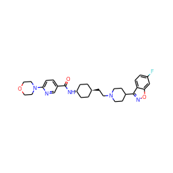 O=C(N[C@H]1CC[C@H](CCN2CCC(c3noc4cc(F)ccc34)CC2)CC1)c1ccc(N2CCOCC2)nc1 ZINC001772617951