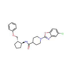 O=C(N[C@H]1CCC[C@@H]1COc1ccccc1)C1CCN(c2nc3cc(Cl)ccc3o2)CC1 ZINC000095594299