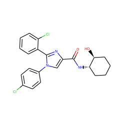 O=C(N[C@H]1CCCC[C@@H]1O)c1cn(-c2ccc(Cl)cc2)c(-c2ccccc2Cl)n1 ZINC000028702500