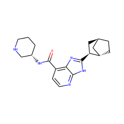 O=C(N[C@H]1CCCNC1)c1ccnc2[nH]c([C@H]3C[C@H]4CC[C@H]3C4)nc12 ZINC000653630346