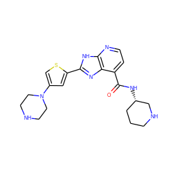 O=C(N[C@H]1CCCNC1)c1ccnc2[nH]c(-c3cc(N4CCNCC4)cs3)nc12 ZINC000144814071