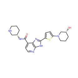 O=C(N[C@H]1CCCNC1)c1ccnc2[nH]c(-c3ccc(N4CCC[C@@H](O)C4)s3)nc12 ZINC000143725691