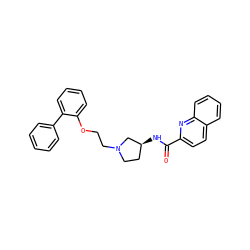 O=C(N[C@H]1CCN(CCOc2ccccc2-c2ccccc2)C1)c1ccc2ccccc2n1 ZINC000095577818
