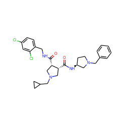 O=C(N[C@H]1CCN(Cc2ccccc2)C1)[C@@H]1CN(CC2CC2)C[C@@H]1C(=O)NCc1ccc(Cl)cc1Cl ZINC000084727601