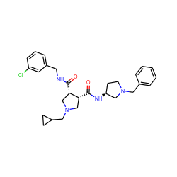 O=C(N[C@H]1CCN(Cc2ccccc2)C1)[C@@H]1CN(CC2CC2)C[C@@H]1C(=O)NCc1cccc(Cl)c1 ZINC000084670019