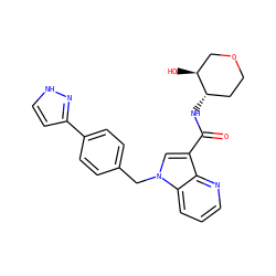 O=C(N[C@H]1CCOC[C@@H]1O)c1cn(Cc2ccc(-c3cc[nH]n3)cc2)c2cccnc12 ZINC000653805751