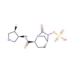 O=C(N[C@H]1CNC[C@H]1F)[C@@H]1CC[C@@H]2CN1C(=O)N2OS(=O)(=O)O ZINC000096168579