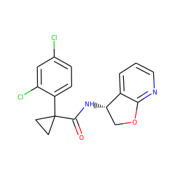 O=C(N[C@H]1COc2ncccc21)C1(c2ccc(Cl)cc2Cl)CC1 ZINC000206028674