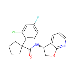 O=C(N[C@H]1COc2ncccc21)C1(c2ccc(F)cc2Cl)CCCC1 ZINC000206031768