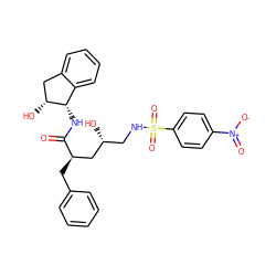 O=C(N[C@H]1c2ccccc2C[C@H]1O)[C@H](Cc1ccccc1)C[C@H](O)CNS(=O)(=O)c1ccc([N+](=O)[O-])cc1 ZINC000219914362