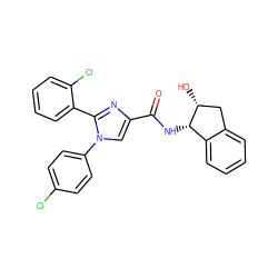 O=C(N[C@H]1c2ccccc2C[C@H]1O)c1cn(-c2ccc(Cl)cc2)c(-c2ccccc2Cl)n1 ZINC000028702510