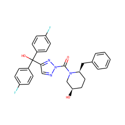O=C(N1C[C@H](O)CC[C@@H]1Cc1ccccc1)n1ncc(C(O)(c2ccc(F)cc2)c2ccc(F)cc2)n1 ZINC001772620431