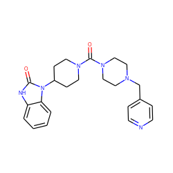 O=C(N1CCC(n2c(=O)[nH]c3ccccc32)CC1)N1CCN(Cc2ccncc2)CC1 ZINC000058650445