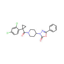 O=C(N1CCC(n2nc(-c3ccccc3)oc2=O)CC1)C1(c2ccc(Cl)cc2Cl)CC1 ZINC000653729598