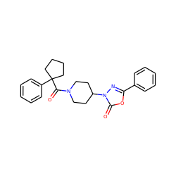 O=C(N1CCC(n2nc(-c3ccccc3)oc2=O)CC1)C1(c2ccccc2)CCCC1 ZINC000009250977