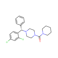 O=C(N1CCCCC1)N1CCN([C@@H](c2ccccc2)c2ccc(Cl)cc2Cl)CC1 ZINC000049066980