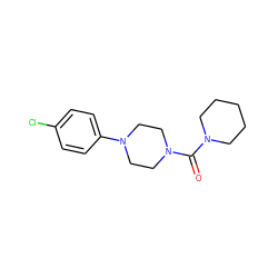 O=C(N1CCCCC1)N1CCN(c2ccc(Cl)cc2)CC1 ZINC000000619814